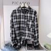 Navava Women Vintage Casual Check Long Sleeve Shirt Nb2996