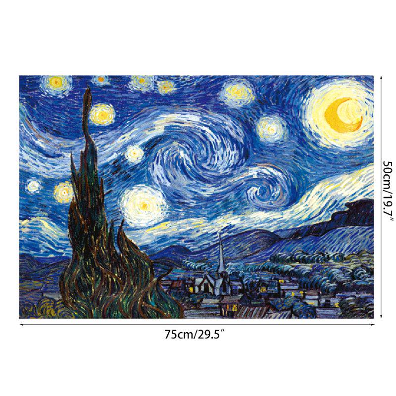 Starry Night Puzzle 1000pcs High Level Jigsaw Puzzle Eco-Friendly Paper Puzzle DIY Oil Painting Kids Adult Fidget Toy