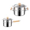 Olla de Cocina de Doble Capa de Acero Inoxidable 304 para Comida de Bebé, Cocción al Vapor, Sopa y Fideos - Sin Recubrimiento, Olla Pequeña Engrosada para Leche.