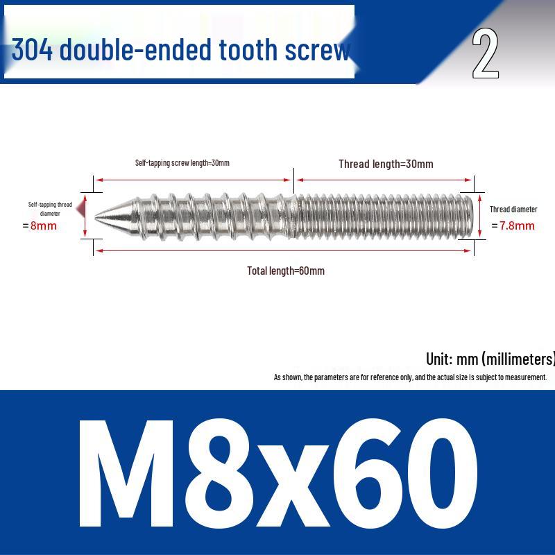 Śruba samogwintująca ze stali nierdzewnej 304 z podwójnym łbem i gniazdem sześciokątnym do mebli, ostro zakończona, M4 M5 M6 M8.