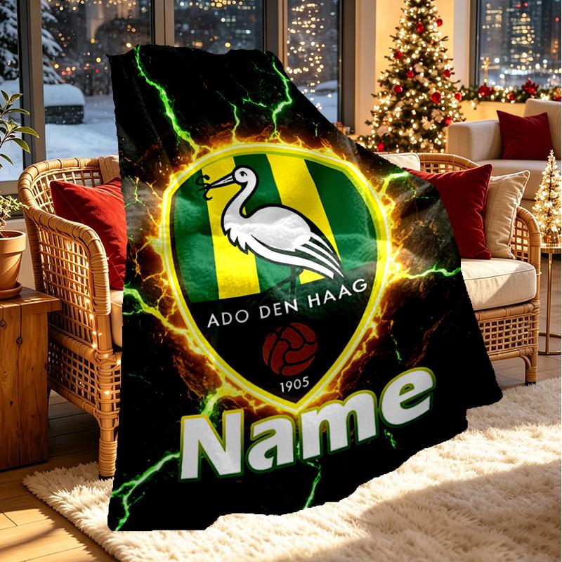 Custom Name Personalized ADO Den Haag Print Blanket, Home Decor, Bedroom, Sofa, Camping, Couch, Gifts for Birthday Christmas