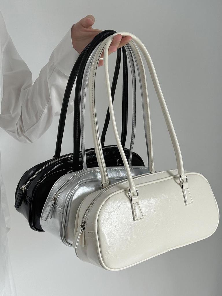 Silver Ballet Bow Handbag 2024: Trendy Korean-Style Niche Armpit Bag with Large Capacity