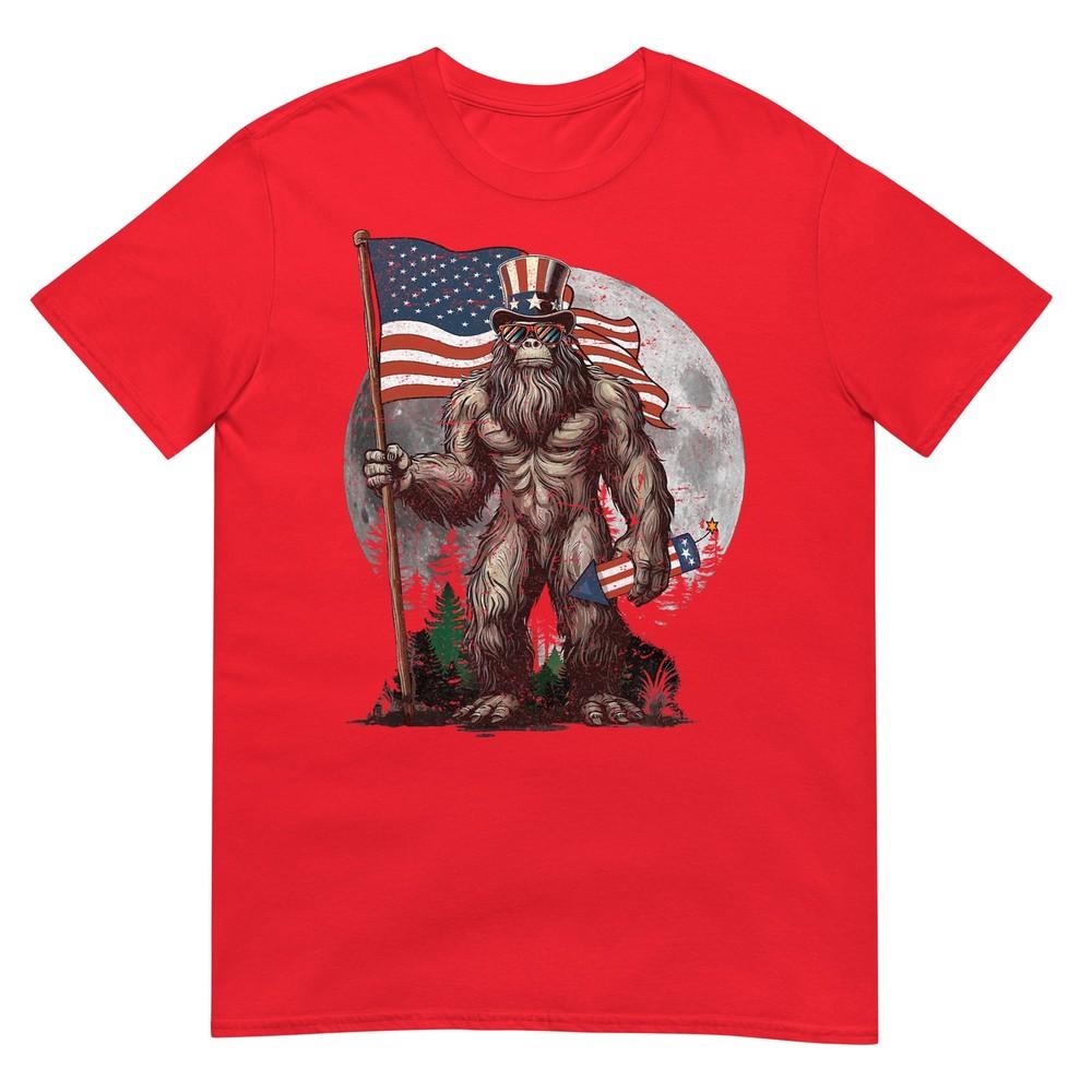 Bigfoot 4th Of July Shirts Unisex Sasquatch Usa American Flag Tshirt S