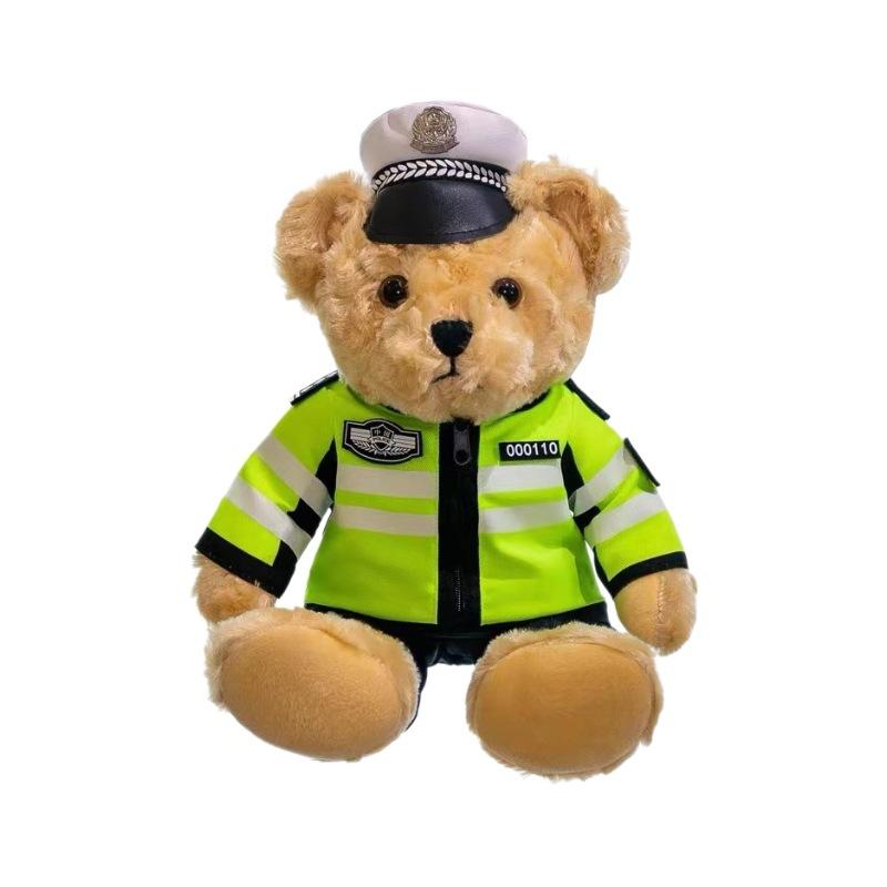 Traffic Police Bear Plush Toy Cute Doll Traffic Police Public Security Plush Toy Doll Toy Uniform