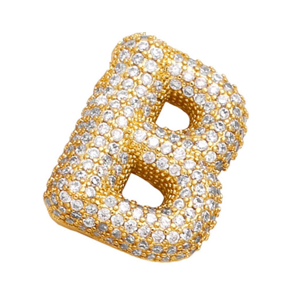 Zircon Copper Hip-Hop Alphabet Pendant Necklace for Women