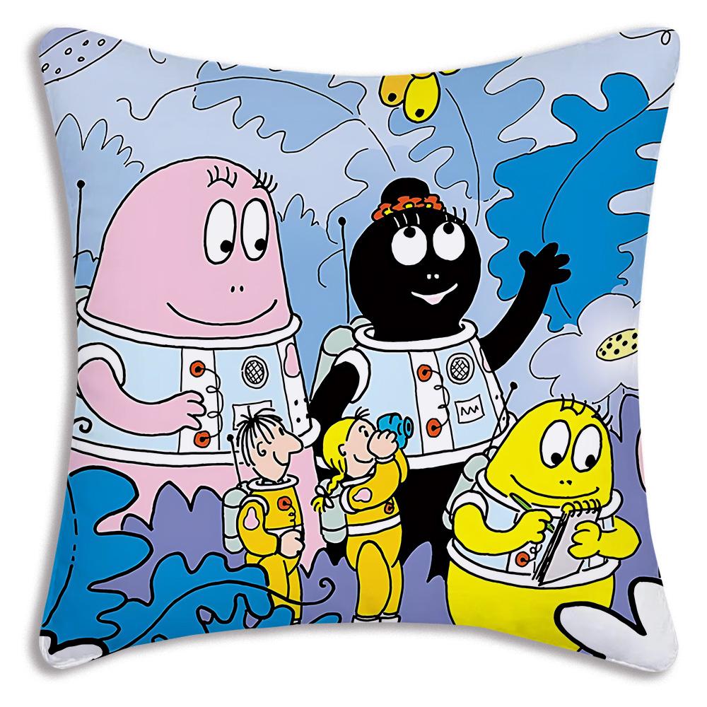 Anime B-Barbapapas Pillow Covers Cartoon Sofa Decorative Home Double-sided Printing Short Plush Cute Cushion Cover