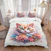 3pcs Charming Cat Quilt Cover Set (1 Quilt Cover + 2 Pillowcases Without Pillow Core), High-Definition Printing for Home and Dormitory.M031