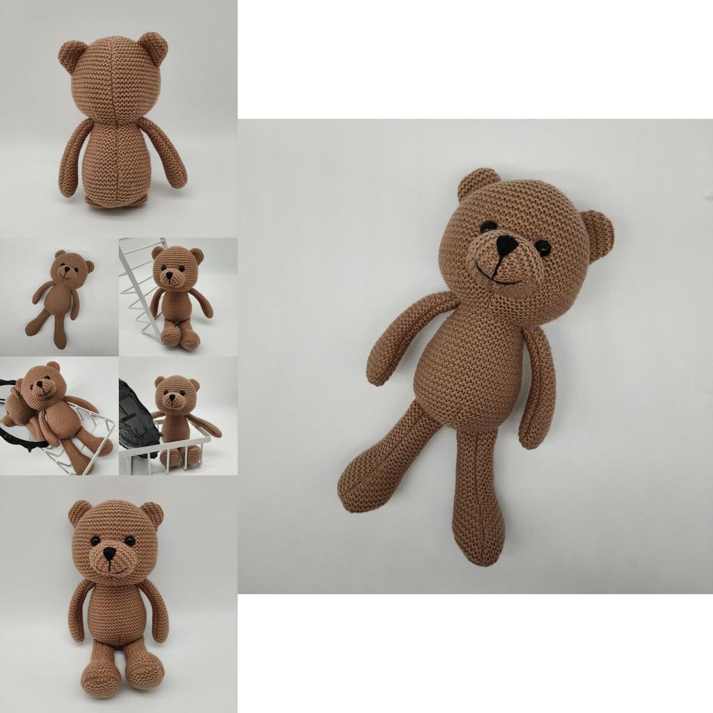 Knitted Animal Bear Plush Doll With Pp Cotton Filling For Childrens Gift