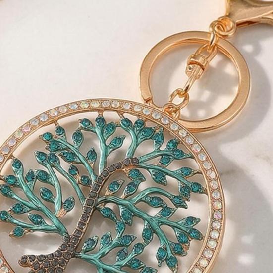 Keychain Pendant Rhinestones Inlaid Tree of Life Design Decorative Key Chain with Anti-Oxidation Lobster Clasp Backpacks Accessory