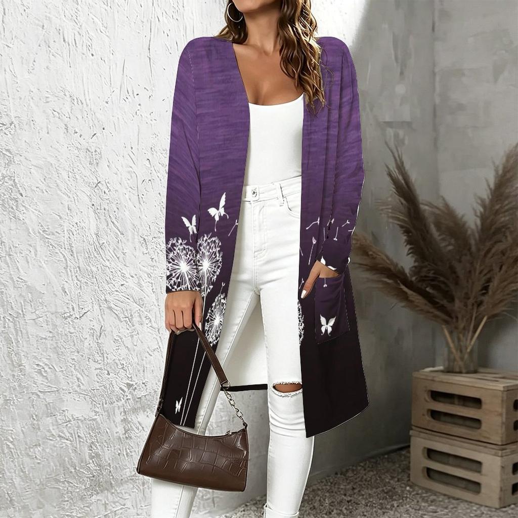 Plus Size Women Long Sleeve Open Front Loose Cardigan Comfortable Fashion Daily Outerwear