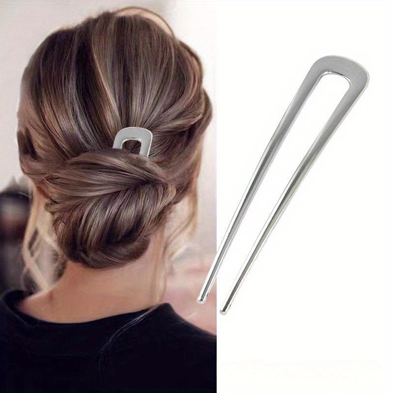 

Stylish Women s U-shaped Hairpin - Golden and Silvery Large Metal French Style Hairpins, Suitable for Thick and Long Hair