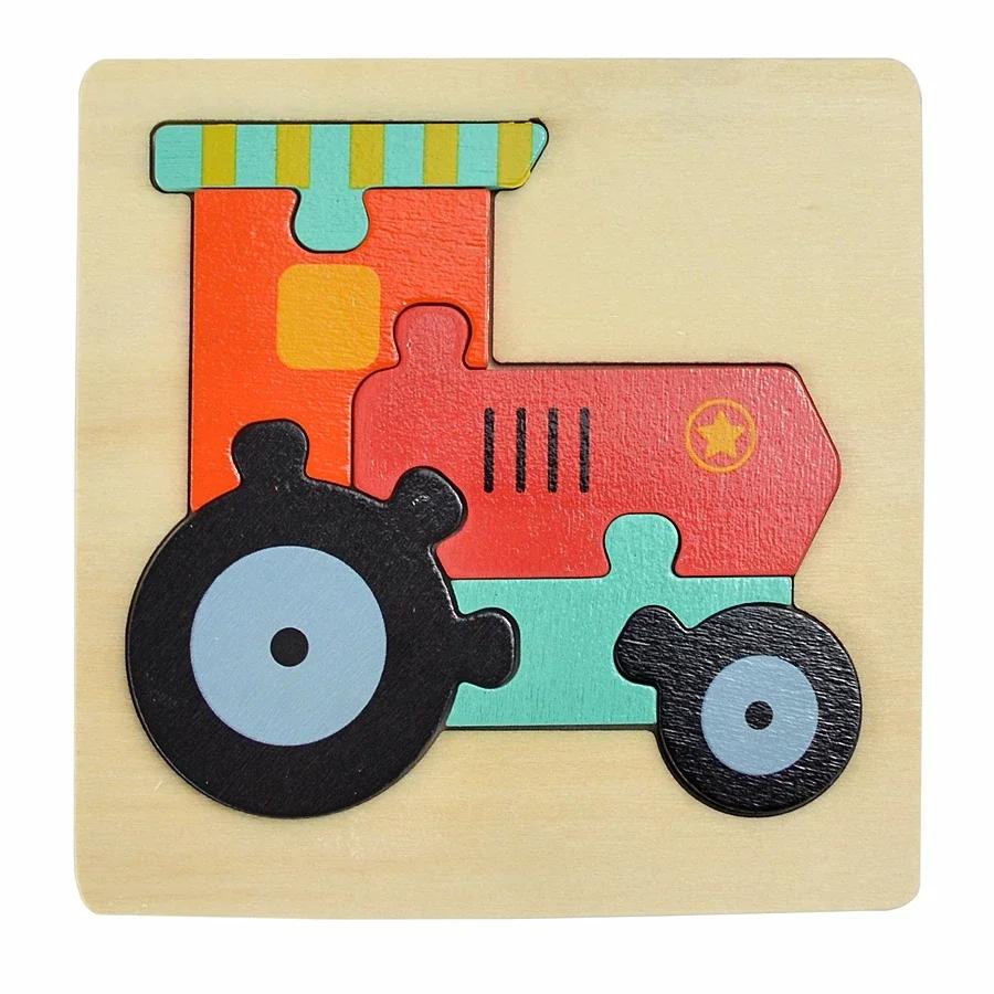 3D Puzzle Wooden Toys For Children Cartoon Animal Vehicle Wood Jigsaw Kids Baby Early Educational Learning Puzzles Wood Toys