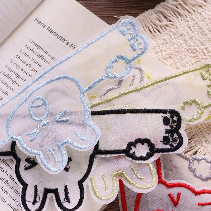 Cute Rabbit Embroidery Bookmarks Colorful Cartoon Transparent Page Marker For Students Reading Gift Daily Use