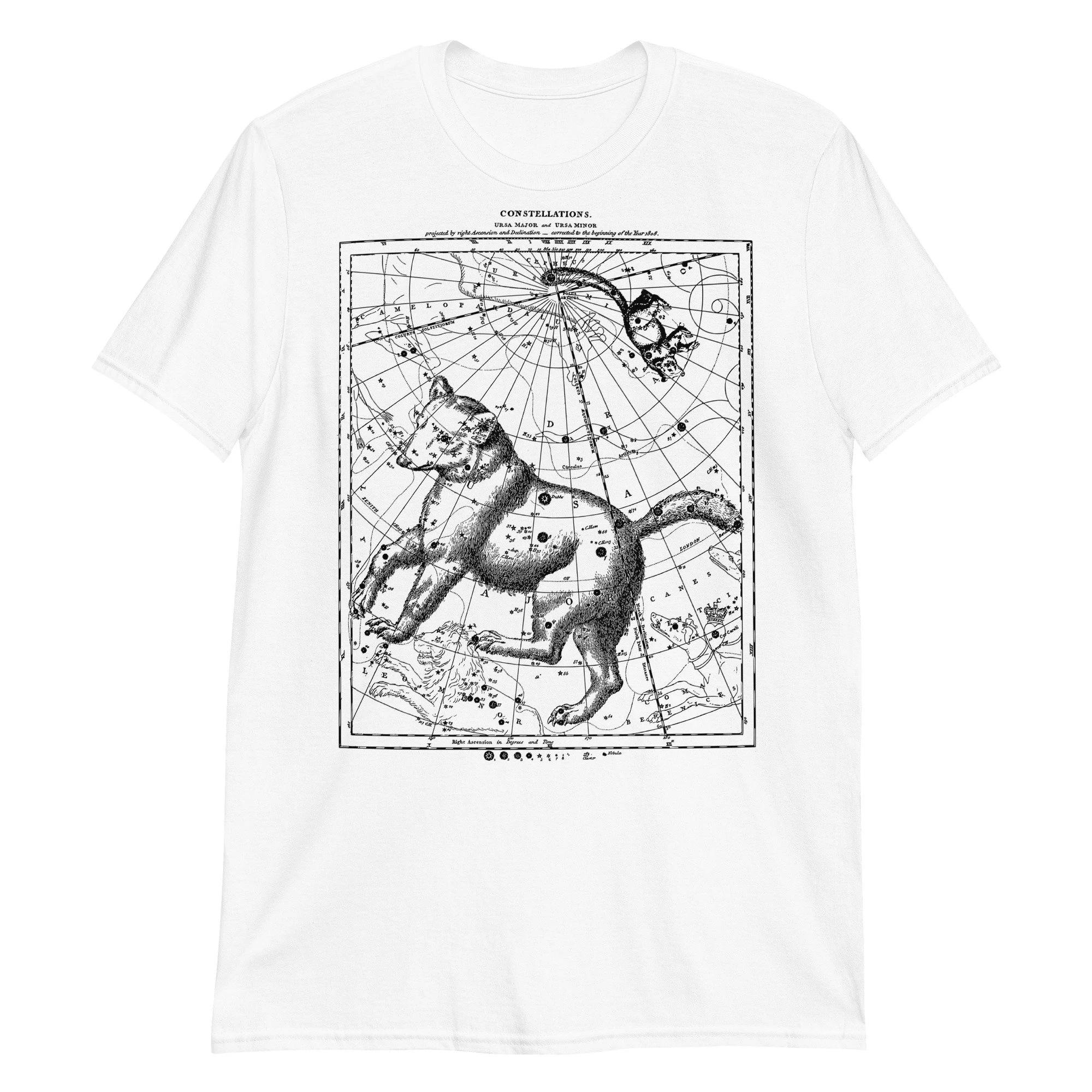 Самая продаваемая модная новая футболка с эстетичной картой созвездий Большая и Малая Медведица, астрономия, космос, футболка с коротким рукавом, мужская футболка XL