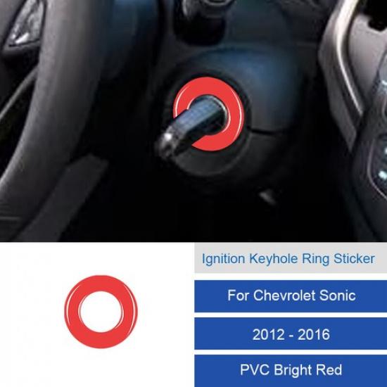 Carbon Fiber Ignition Key Hole Cover Trim Sticker For Chevrolet Sonic 2012-2016 Bright Red（PVC )