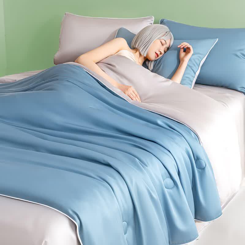 POCHME Washable Ice Silk Summer Quilt Set