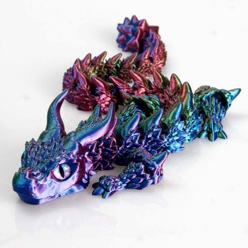 3D Tištěný Magický Drak Pohyblivý Kloub Fidget Hračka Otočný Kloubový Kancelářský Stolní Ornament Hračka pro Dospělé Dětská Řemesla Dárek