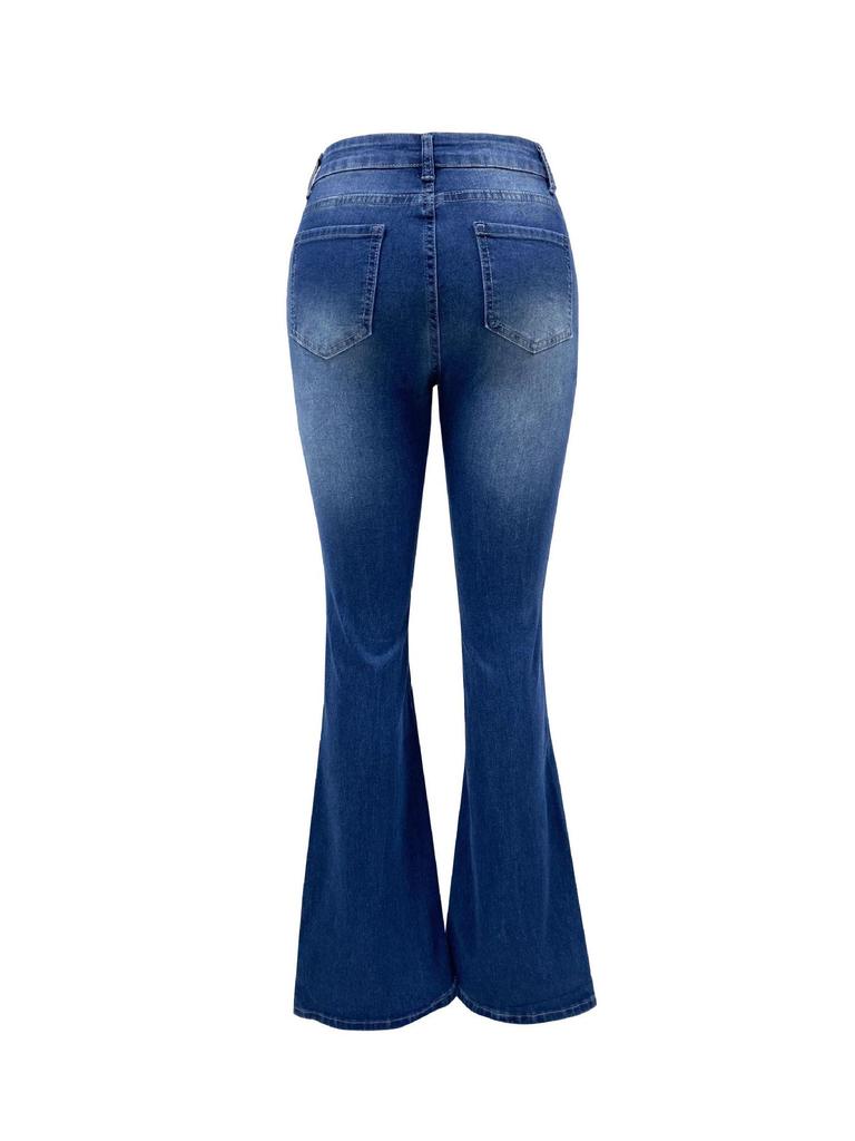 Europe Cross-Border Retro Women's Stretch Slim Fit Micro Flare Denim Jeans - 2025 Spring Collection