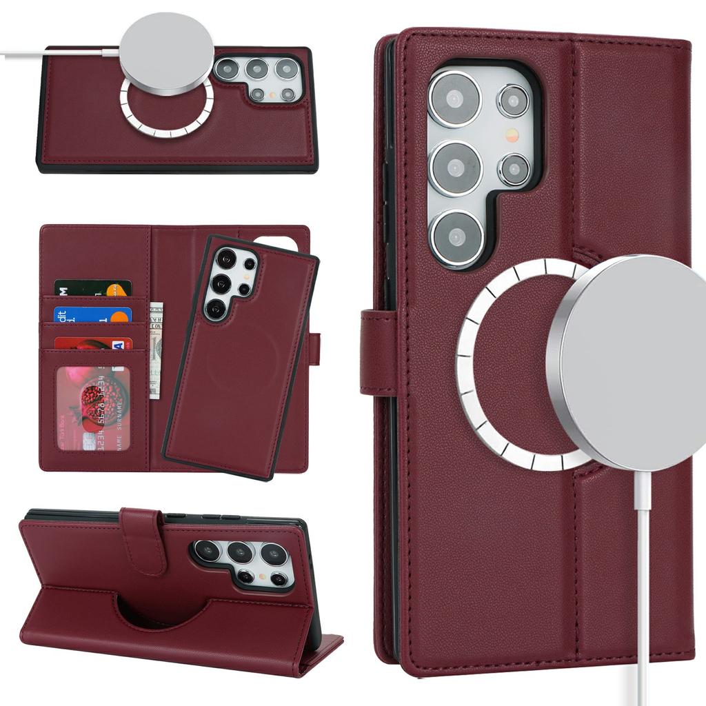 For Samsung Galaxy S24 Ultra Wallet Magnetic Case Anti-Drop Detachable PU Leather Phone Cover