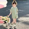 Girls' Korean Style Summer Sports Set: Short Sleeve & Shorts Two-Piece