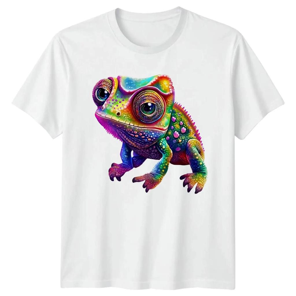 Regenbogen ChamLeon Reptil Tiere Herren T Shirt Daunisex Grafik Top Vintage Top For Everyday Wear Designer Clothes