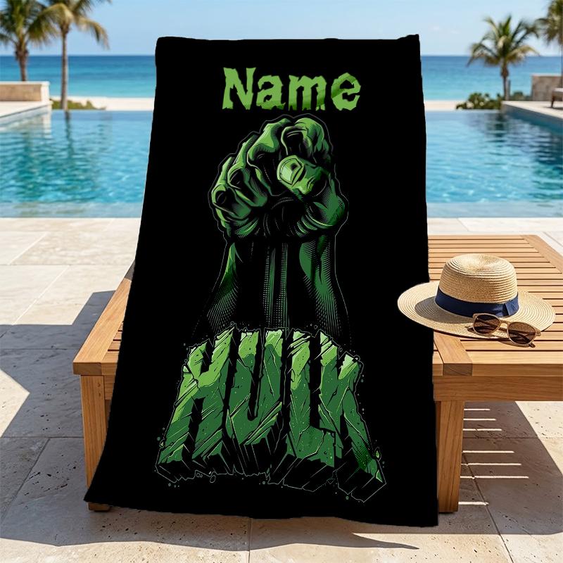 Personalized Name Superhero Trio Stylish Digital Printing Beach Towel Quick‑Drying Absorbent Blanket for Beach Pool Gym Travel
