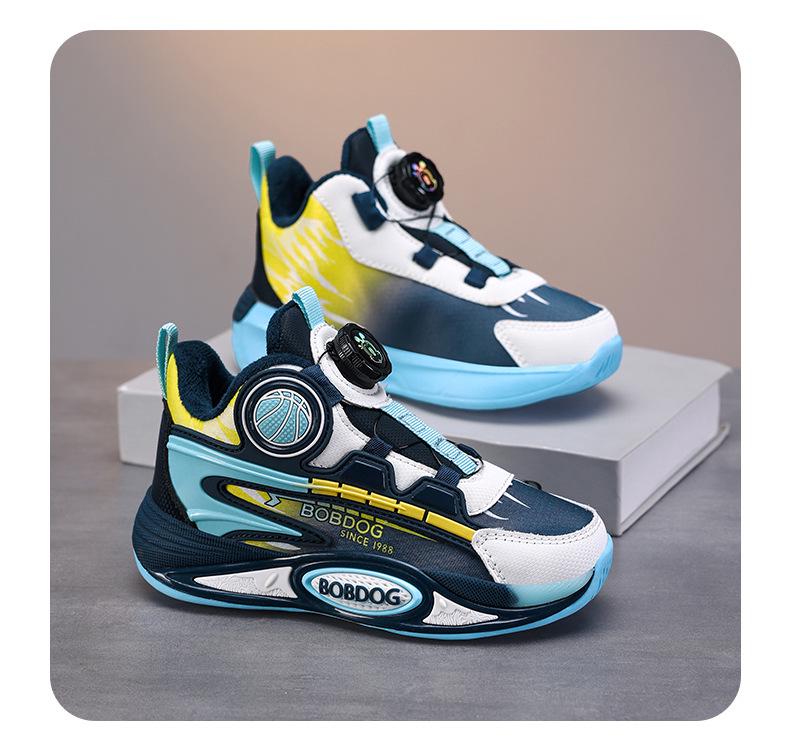 Bobodou Children's Shoes 2025 Autumn/Winter: Velvet-Lined Sports Sneakers for Boys and Girls, Warm and Practical Basketball Shoes for Older Kids