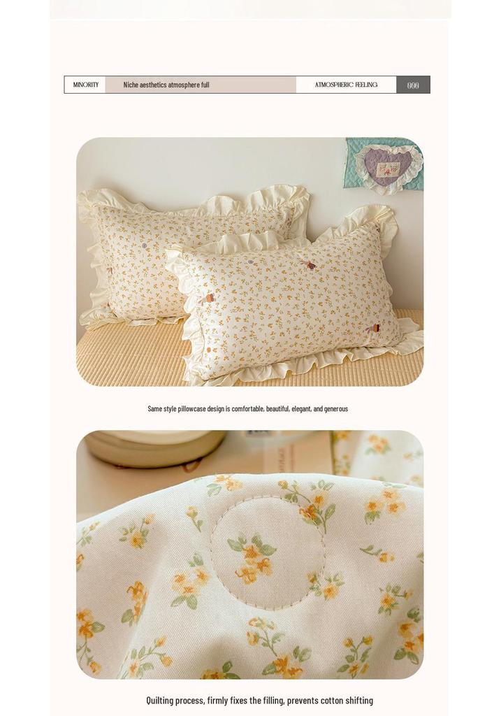 Korean Style Cotton Lace Air Conditioning Quilt - Floral Rabbit Pattern, Machine Washable, Summer Thin and Cool.