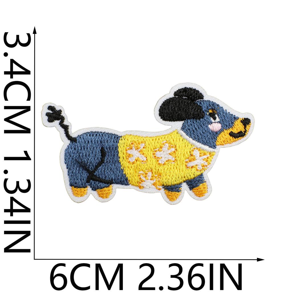 Korean Cute Dachshund Dog Embroidery Cloth Sticker Diy Bag Dress Up Puppy Patch Sticker Computer Embroidery Zhang Zai Ironing