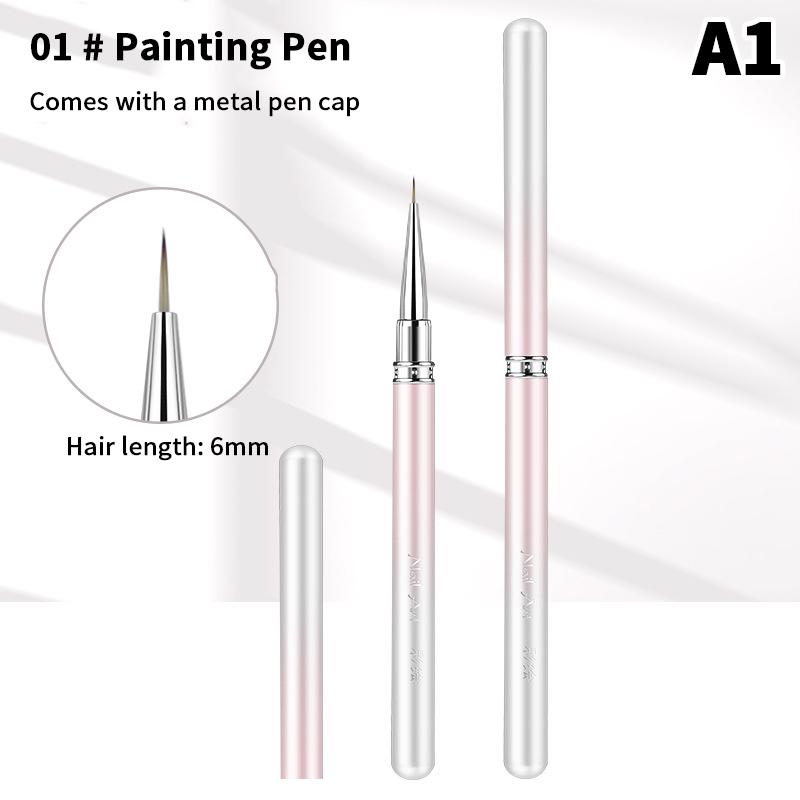 1 Pcs Gradient Metal Handle Nail Art Brush Triangular Drawing Painting Line Pen Liner French Manicure Tools