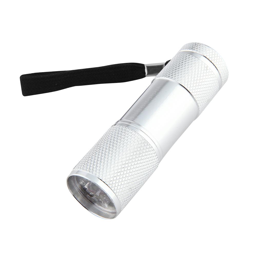 9LED Texture Camping Light Aluminum Alloy Mini 2W Ultraviolet Flashlights AAA Battery Powered 395nm Backlight Anti-Skid Home Use