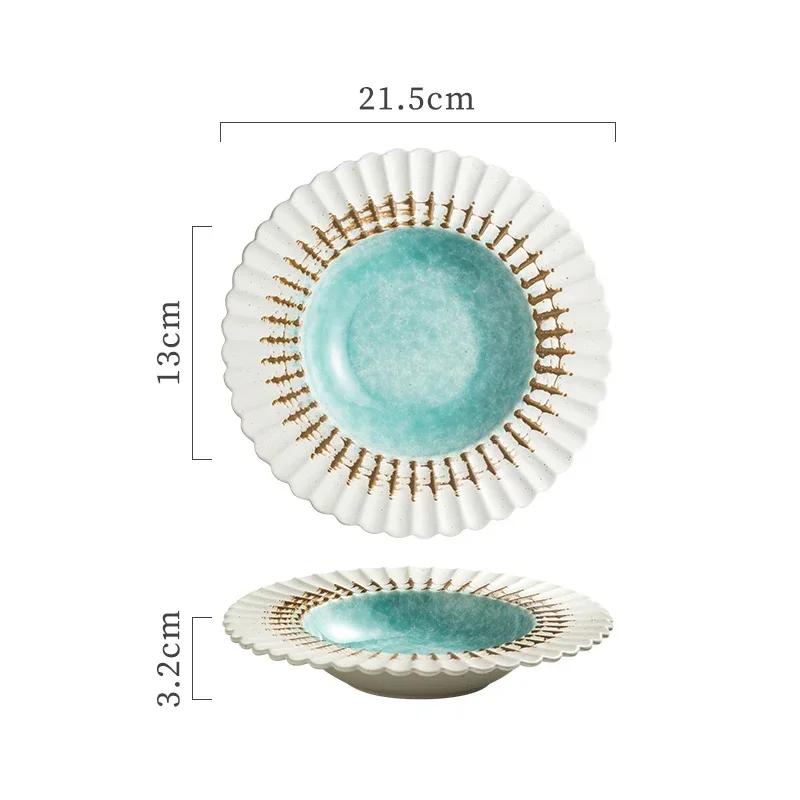 Lehký Luxusní Kreativní keramický talíř Luxusní restaurace Talíř na těstoviny Chutné pokrmy pro domácnost Jídelní talíře Jedinečné nádobí
