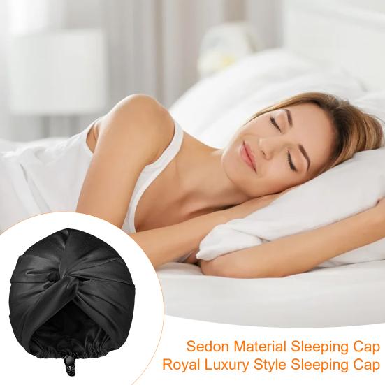 Hair Care Hat Double Layer Imitation Silk Sleep Hat Back Adjustable Buckle Turban Hat Solid Color Home Headwear