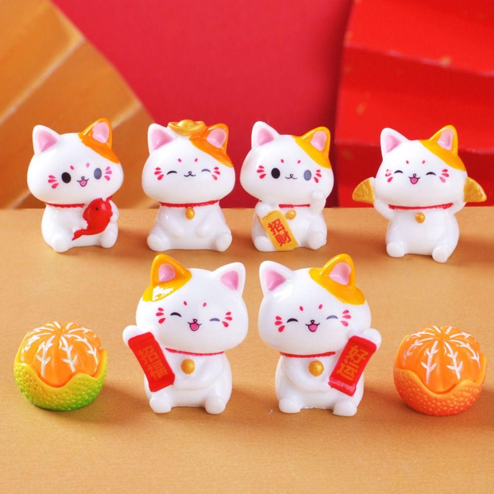 Mini Fortune Cat Figurines Realistic Cat Micro Landscape Ornament Garden Landscape