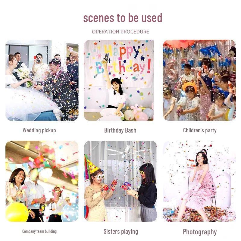 Inflatable Confetti Gun: Party Atmosphere Toy for Birthdays, Christmas, and New Year Celebrations