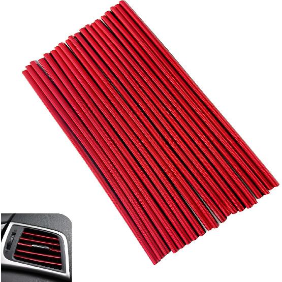 20PCS Car Vent Outlet Trim, Bendable Air Conditioner Vent Decoration Strip, Universal Auto Air Oulet Strips, for Most Vehicles (Red)