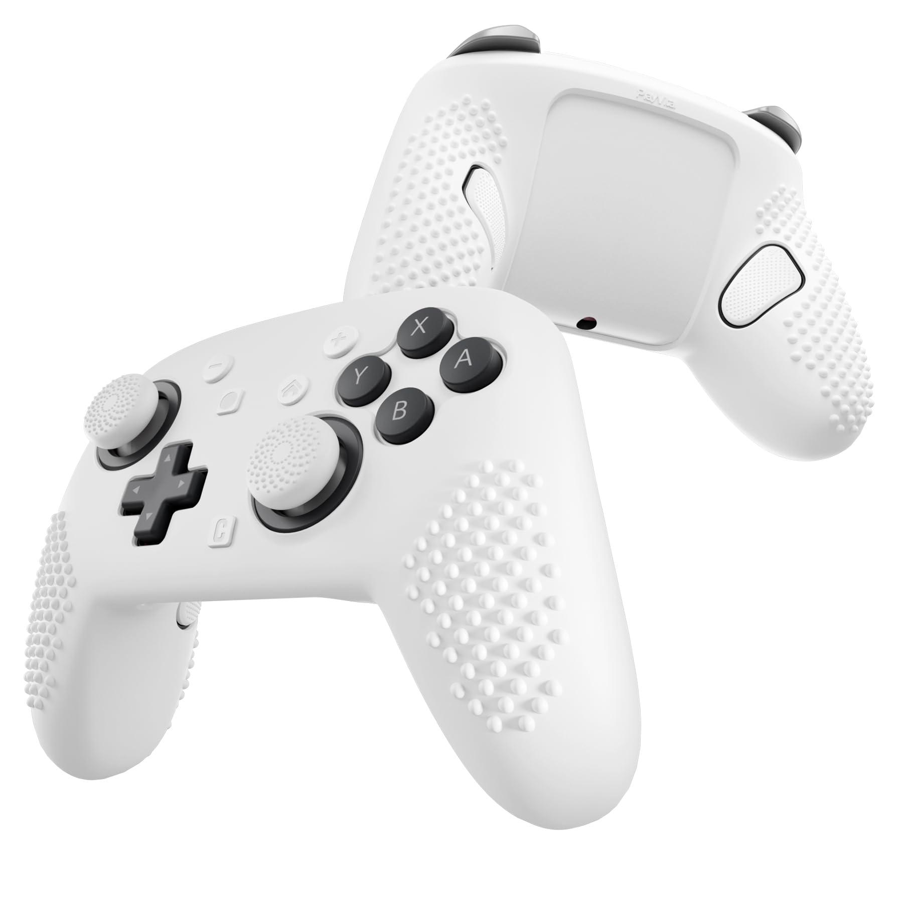 

PlayVital Switch 2 Pro Silicone Grip Cover with 3D Back Button and Thumbstick Caps and Stickers Anti-Slip (White) білий