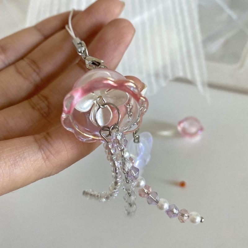 Cute Jellyfish Star Charm Phone Chain for Women Girls Handmade Beaded Keychain