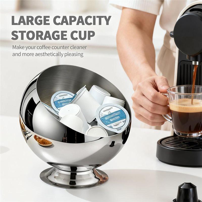 A25F-Coffee Pod Holder - Large Capacity Metal K Cup Serve For Nespresso Pod Storage Container With Silver Finish