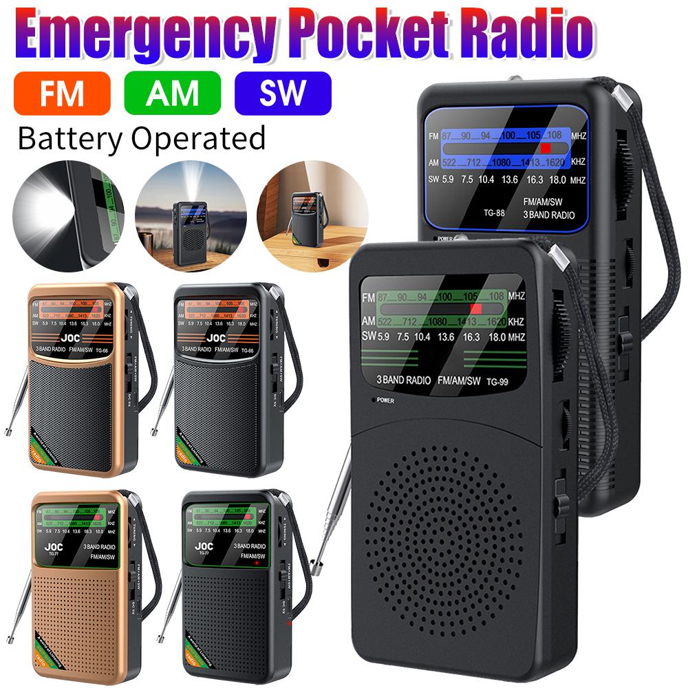 Small Portable Radio AM FM Radio Battery Operated Radio Emergency Survival Mini Pointer Pocket Radio for Home Running Travel