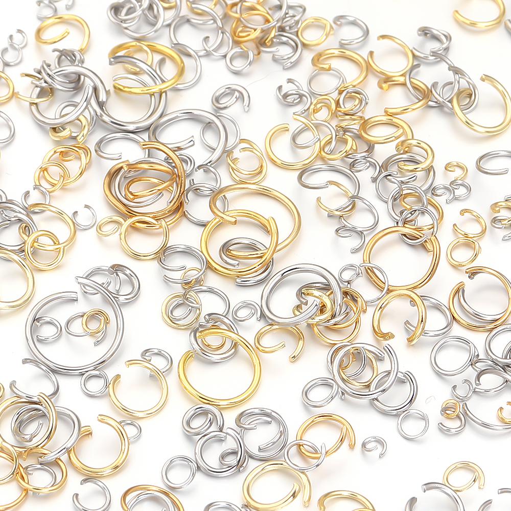 100-200 Stück/Los Edelstahl Sprengringe Spaltring Mehrgrößen Offener Ring Für DIY Schlüsselanhänger Armband Schmuckverbinder Zubehör