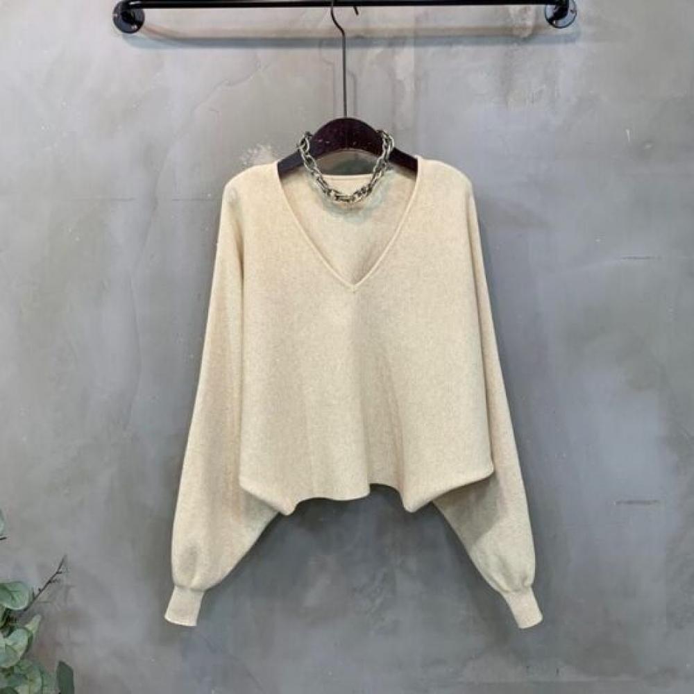 C S In The Room V neCk oVerSized Long SleeVe Knit Skirt Set 3Color C