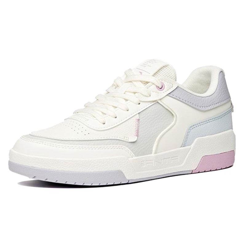 Anta Life Collection Wafers Durable Breathable Low-Top Skateboard Shoes Women's White Gray Purple Sneakers 922118081-1