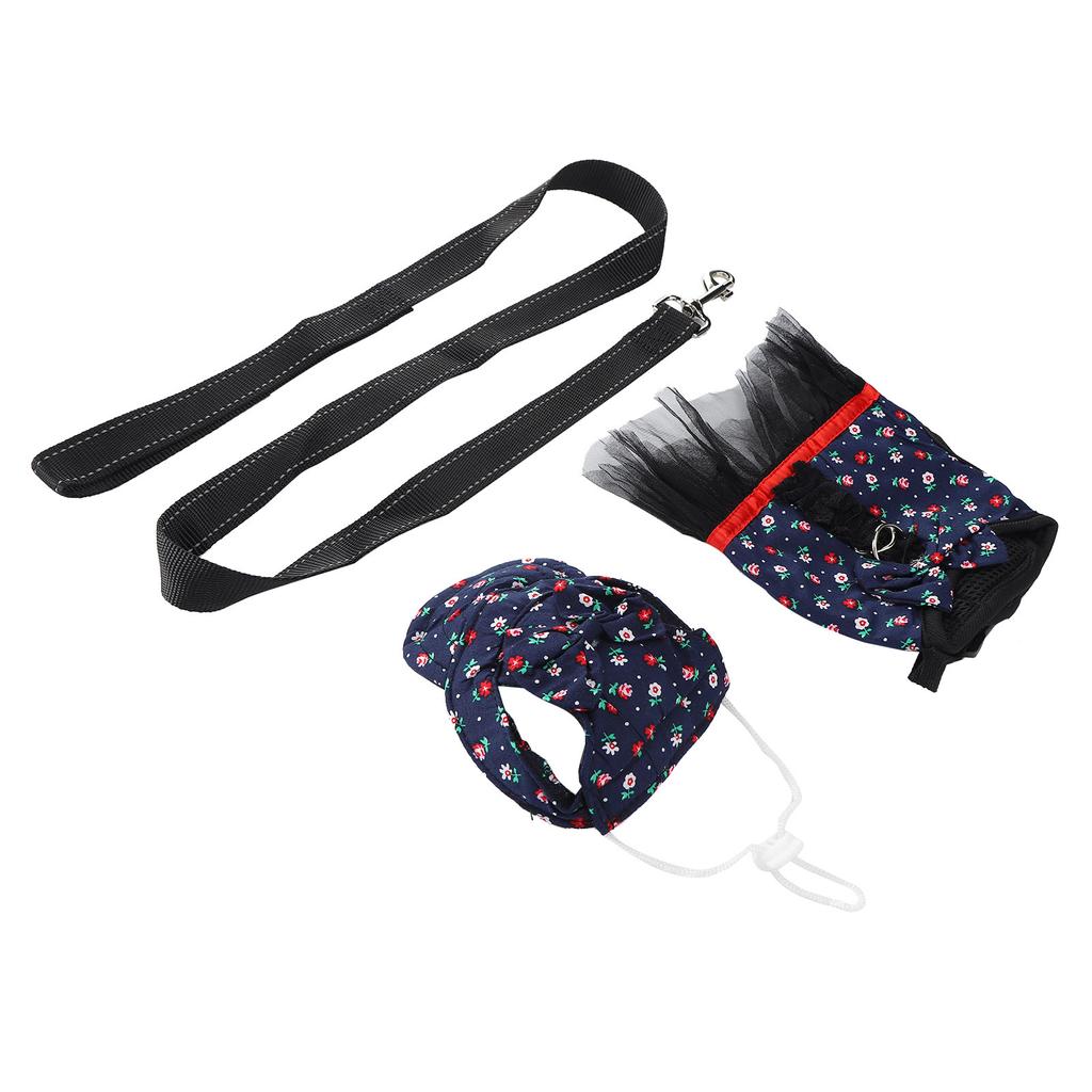 Pet Pig Vest Harness Skrits with Leash Cap Pigs EscapeProof Walking Dress Harness Strap(Blue M)