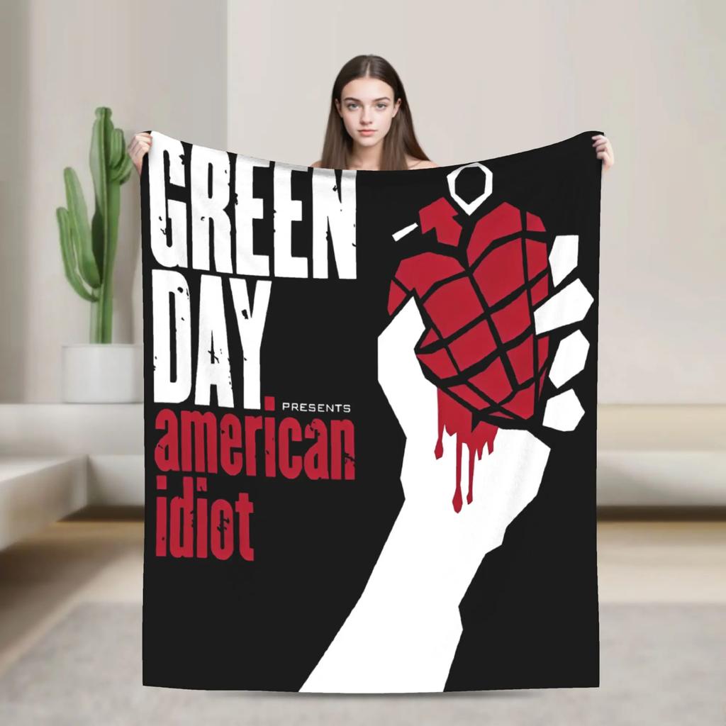 Punk Greens Days Fleece-Kuscheldecke Musik-inspiriert Leichte dünne Bettüberwürfe für Zuhause Gemütliche Deko