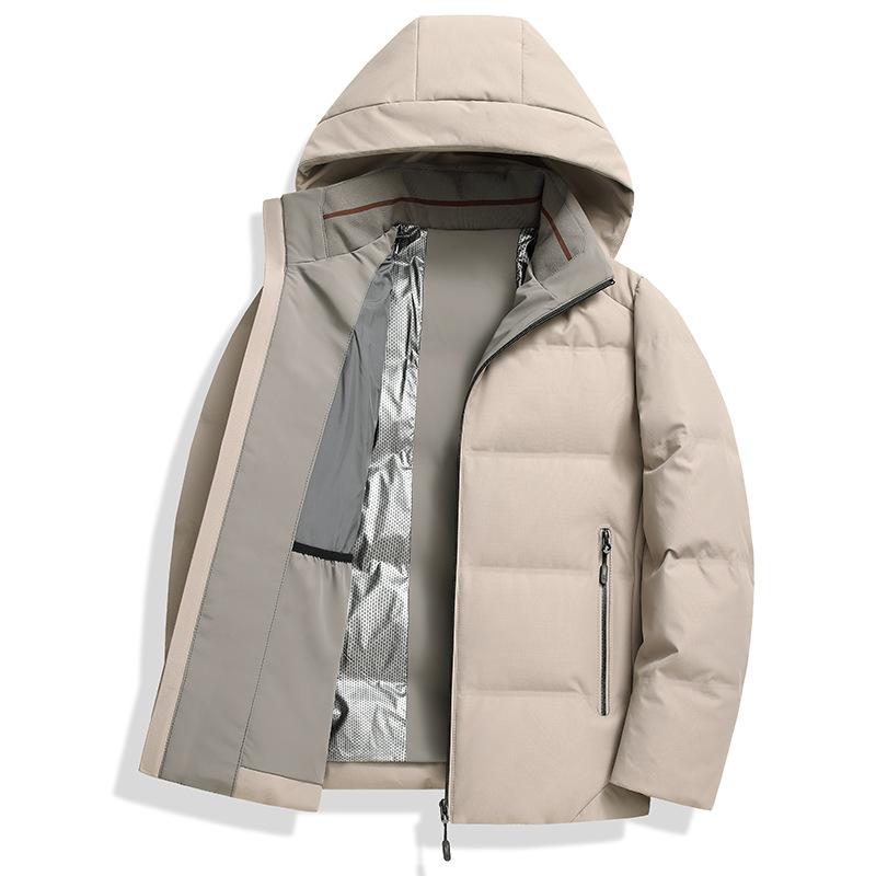 

Зимняя новая стильная куртка на гусином пуху для молодых и мужчин среднего возраста, съемная куртка из графена с капюшоном из молочного шелка 4XL