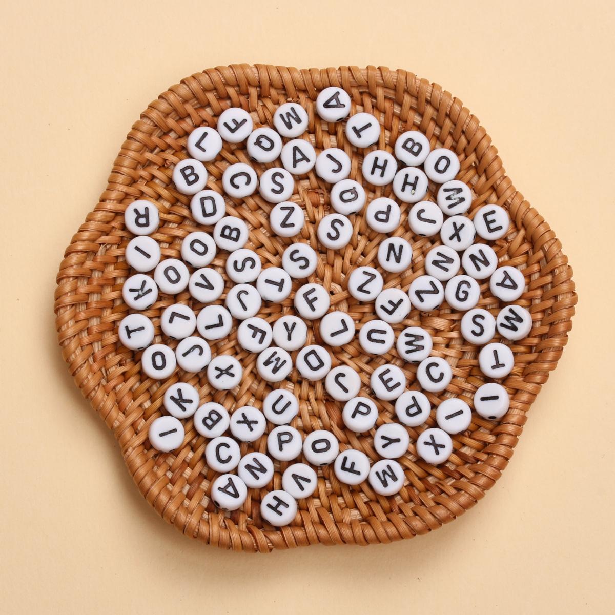 

100 шт. 6,5 мм круглые бусины с буквами акриловые бусины с буквами AZ буквы для изготовления ювелирных изделий DIY браслет ожерелья