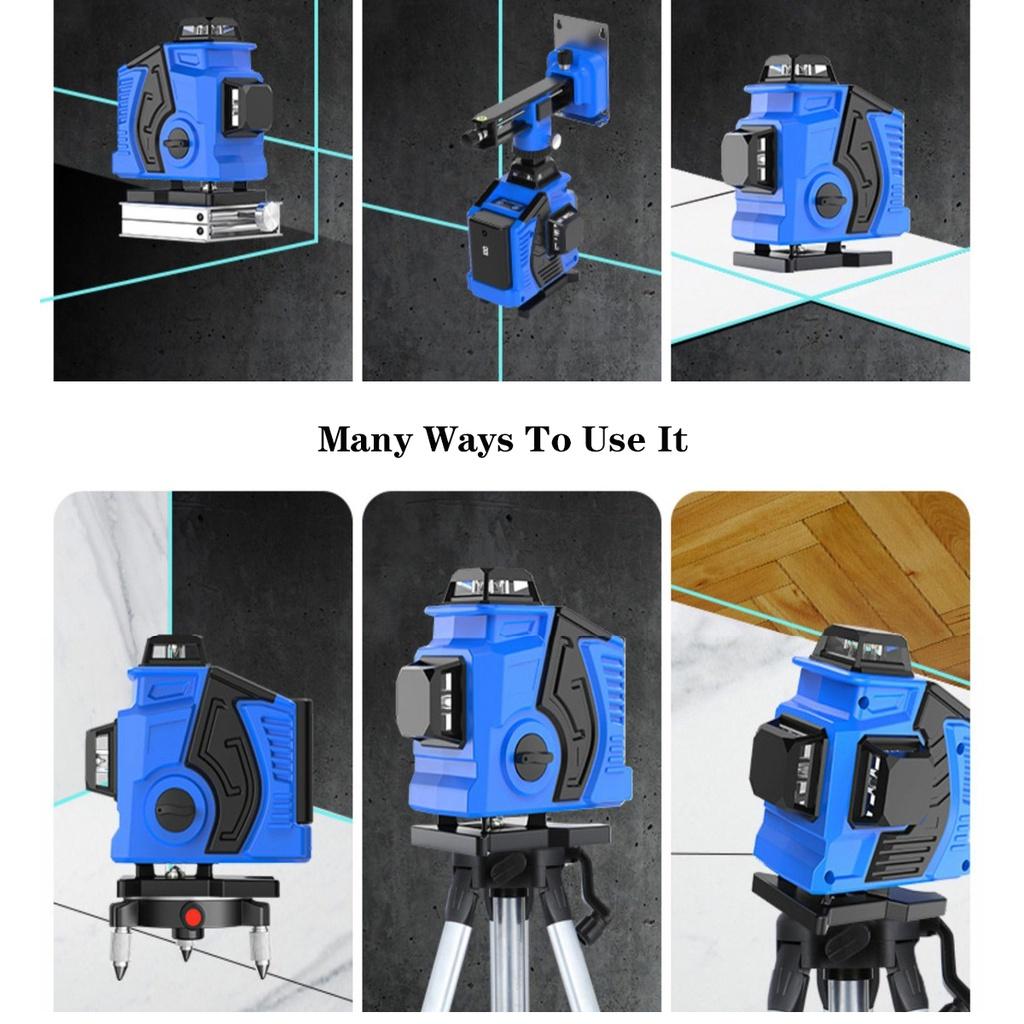 12/16 Lines Laser Levels Self-Leveling 360 Horizontal & Vertical Cross Super Powerful Green Light Laser Levels LED Display Blue EU / US Plug