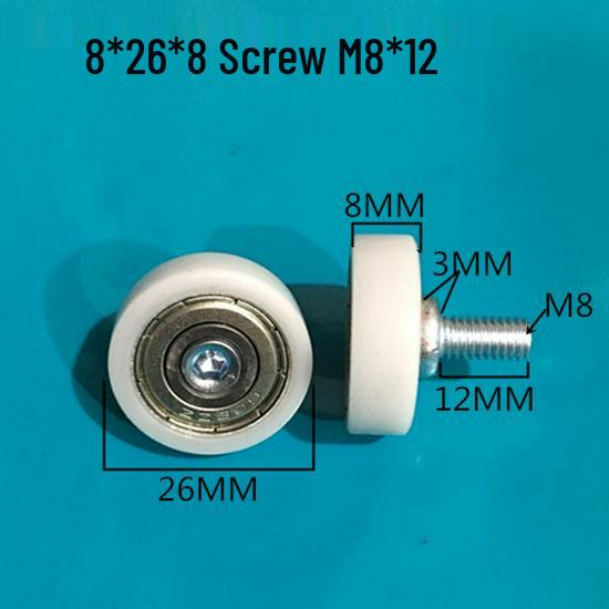 626 Rubber-Coated Nylon Roller with Shaft, 608 Bearing Pulley Wheel Guide