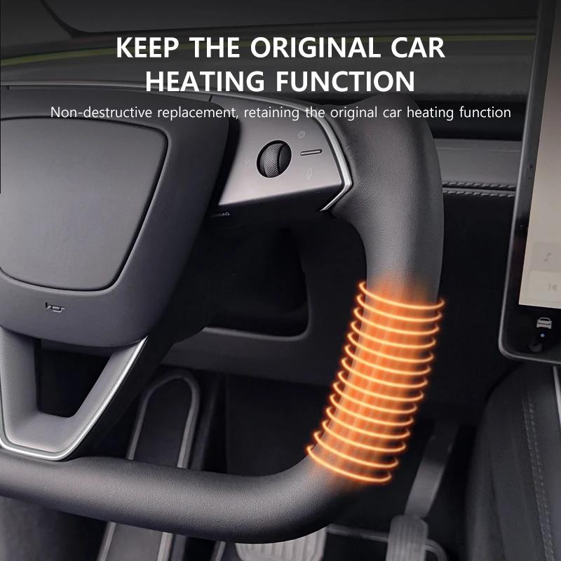 Nappa Leather Heated Steering Wheel Handle for Tesla Model Y Juniper 2025+ Personalized Racing Custom Steering Wheel Accessories